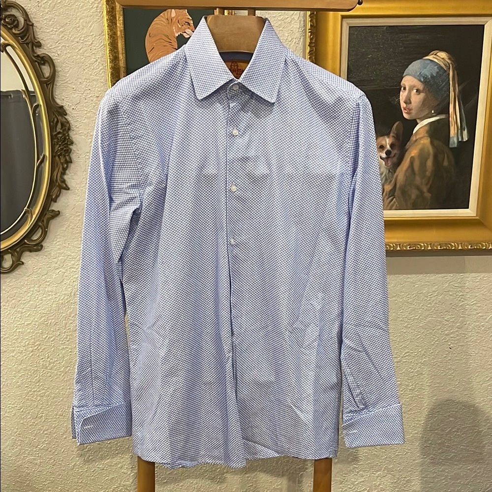 R.Lewis French cuff Blue Dress Shirt Classic Button-Down Style